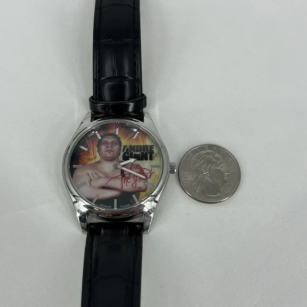 WWE Game Time Andre The Giant Pioneer Black Series Mens Watch Silver Black NEW